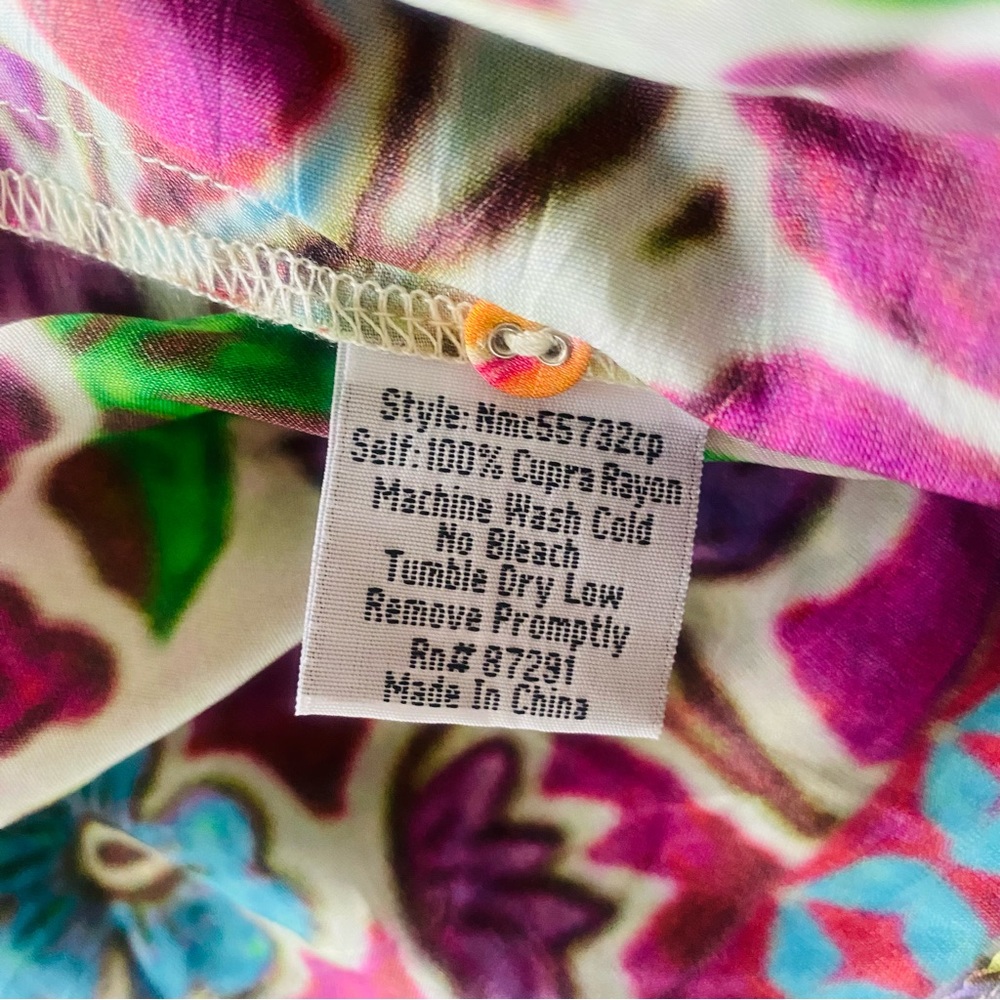 Johnny Was Floral Print Patchwork Cupra Rayon Tunic Blouse - Picture 5 of 5